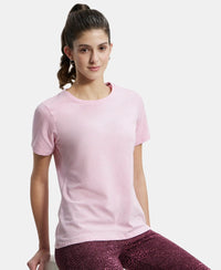Super Combed Cotton Elastane Regular Fit Solid Round Neck Half Sleeve T-Shirt - Pink Lady Melange-5