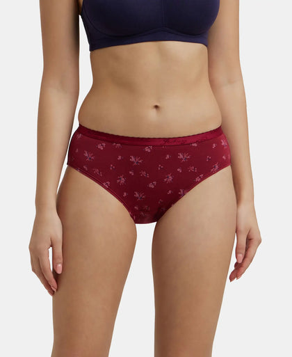 High Coverage Super Combed Cotton Hipster With Ultrasoft Exposed Waistband and StayFresh Treatment - Dark Prints-3