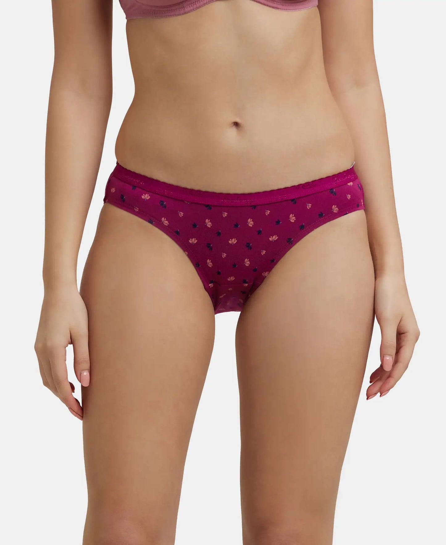Medium Coverage Super Combed Cotton Bikini With Exposed Waistband and StayFresh Treatment - Dark Prints-3