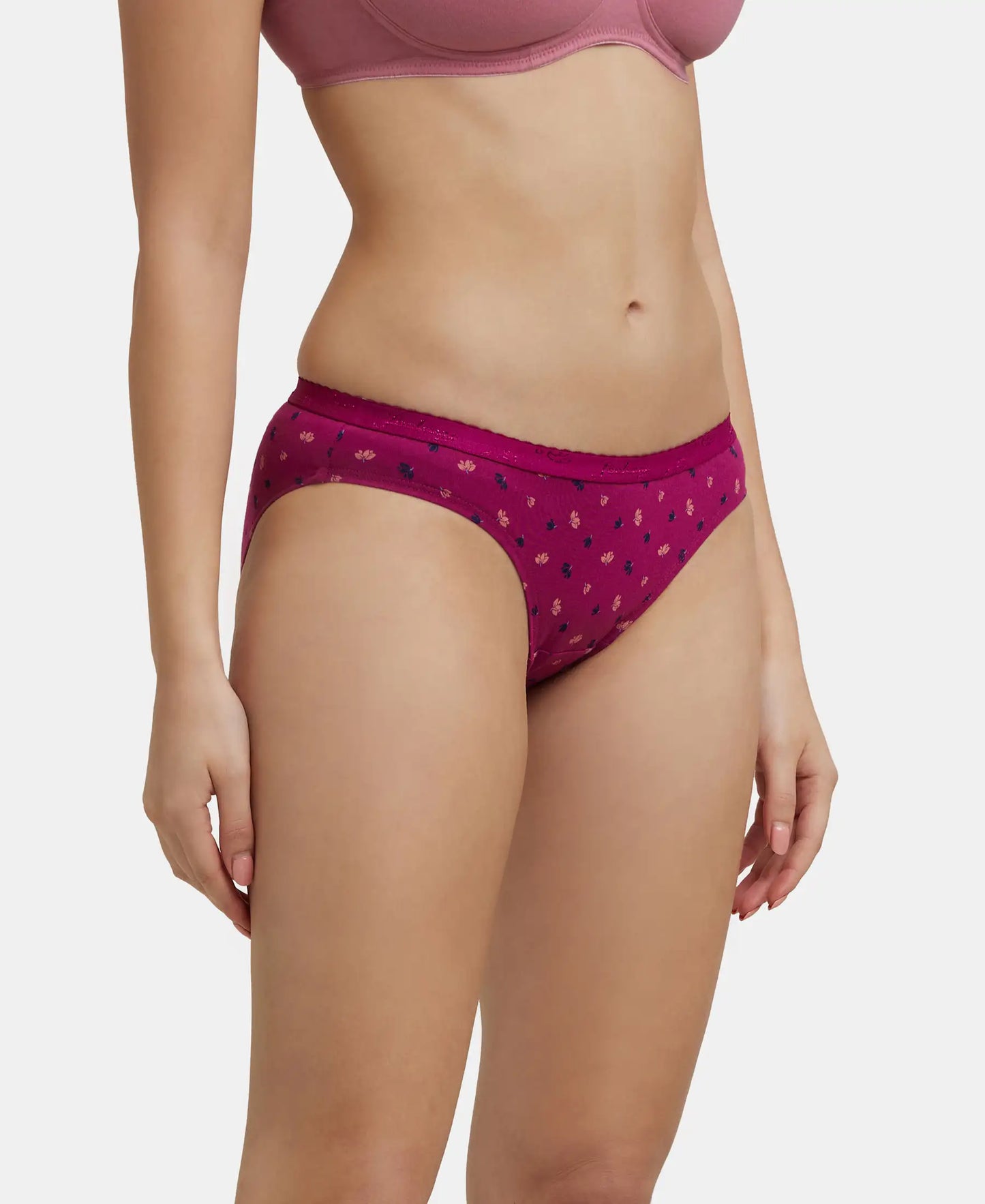 Medium Coverage Super Combed Cotton Bikini With Exposed Waistband and StayFresh Treatment - Dark Prints-4