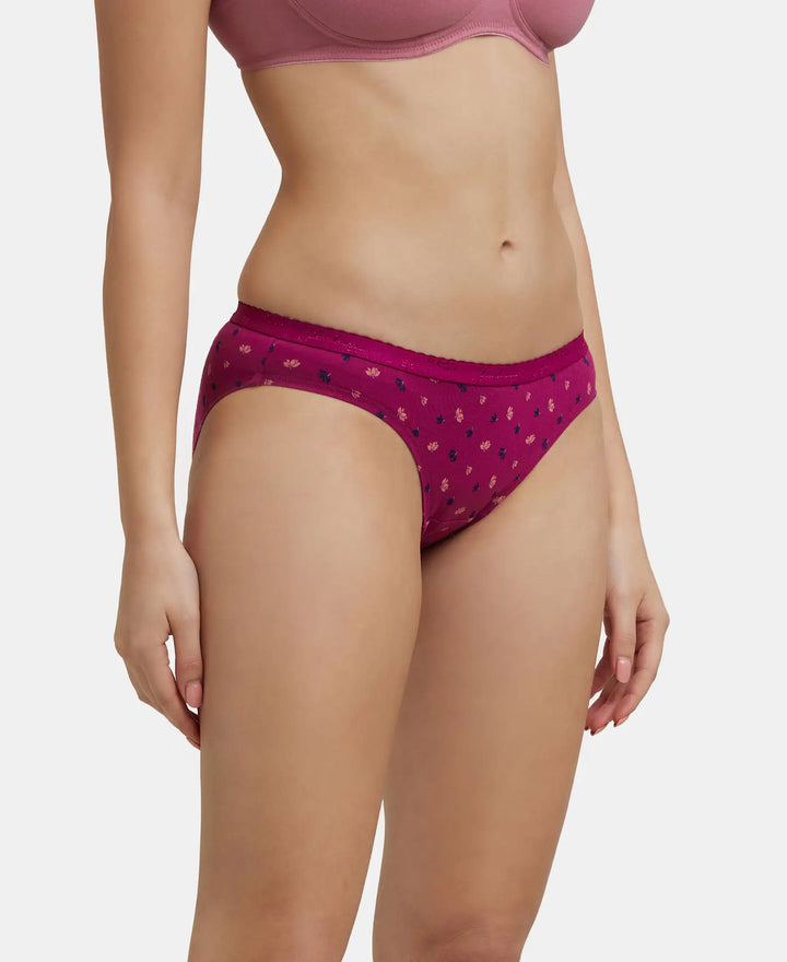Medium Coverage Super Combed Cotton Bikini With Exposed Waistband and StayFresh Treatment - Dark Prints-4