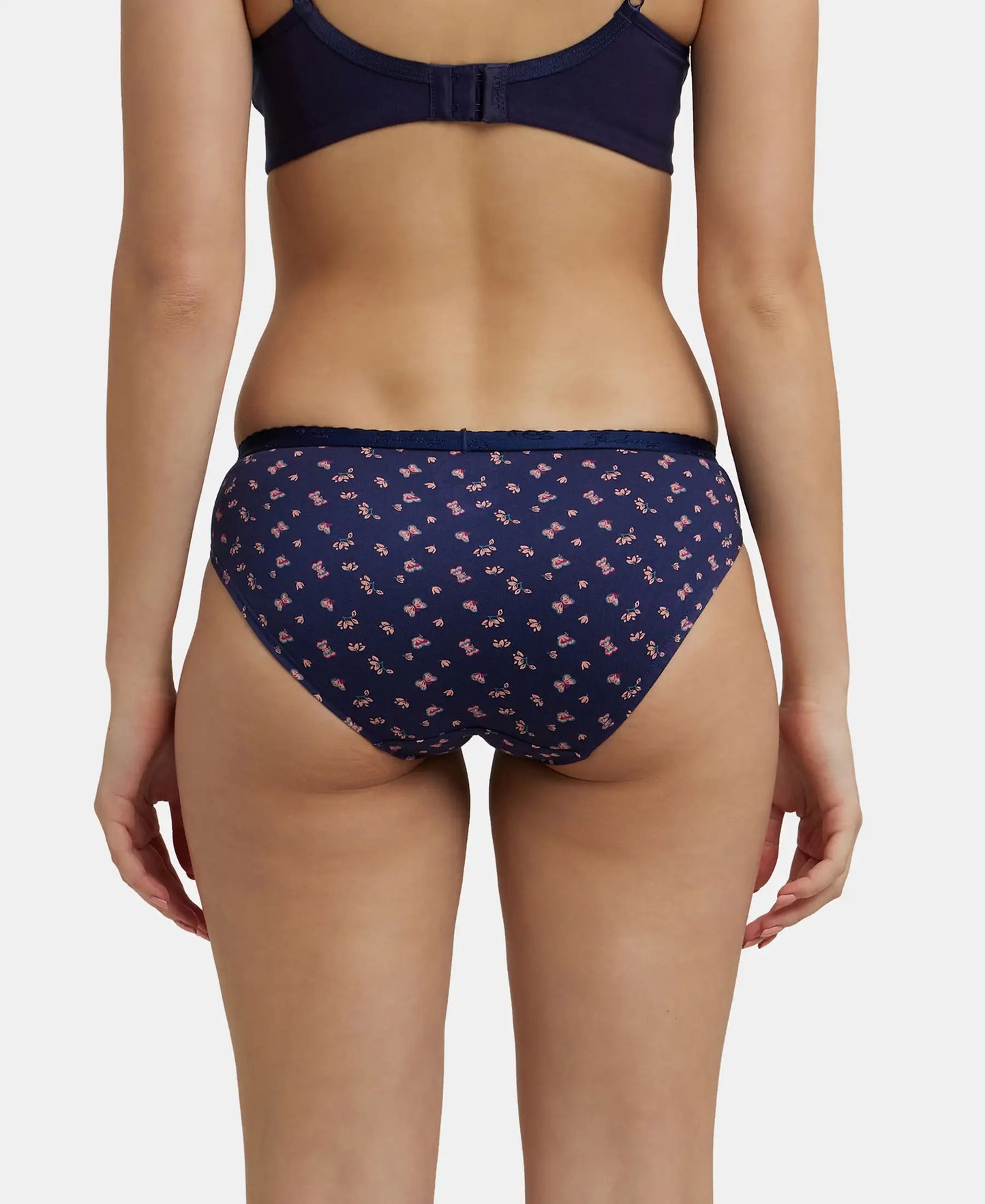 Medium Coverage Super Combed Cotton Bikini With Exposed Waistband and StayFresh Treatment - Dark Prints-5