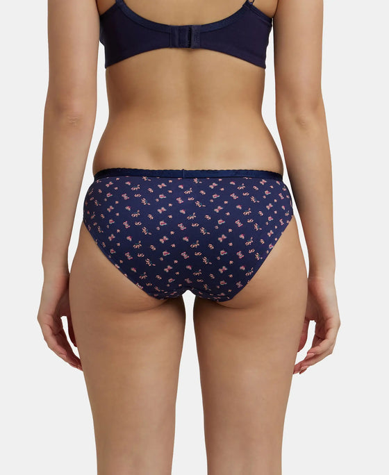 Medium Coverage Super Combed Cotton Bikini With Exposed Waistband and StayFresh Treatment - Dark Prints-5
