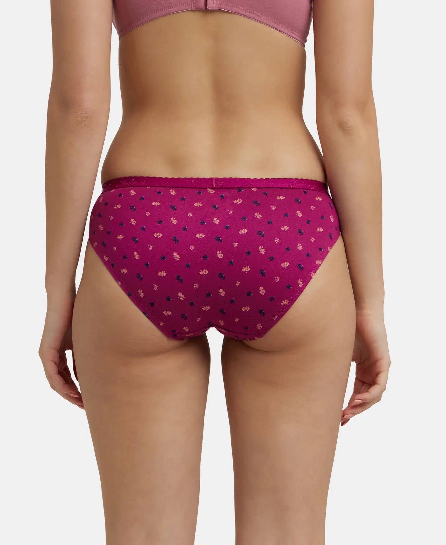 Medium Coverage Super Combed Cotton Bikini With Exposed Waistband and StayFresh Treatment - Dark Prints-6