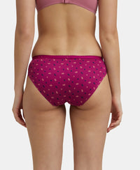 Medium Coverage Super Combed Cotton Bikini With Exposed Waistband and StayFresh Treatment - Dark Prints-6
