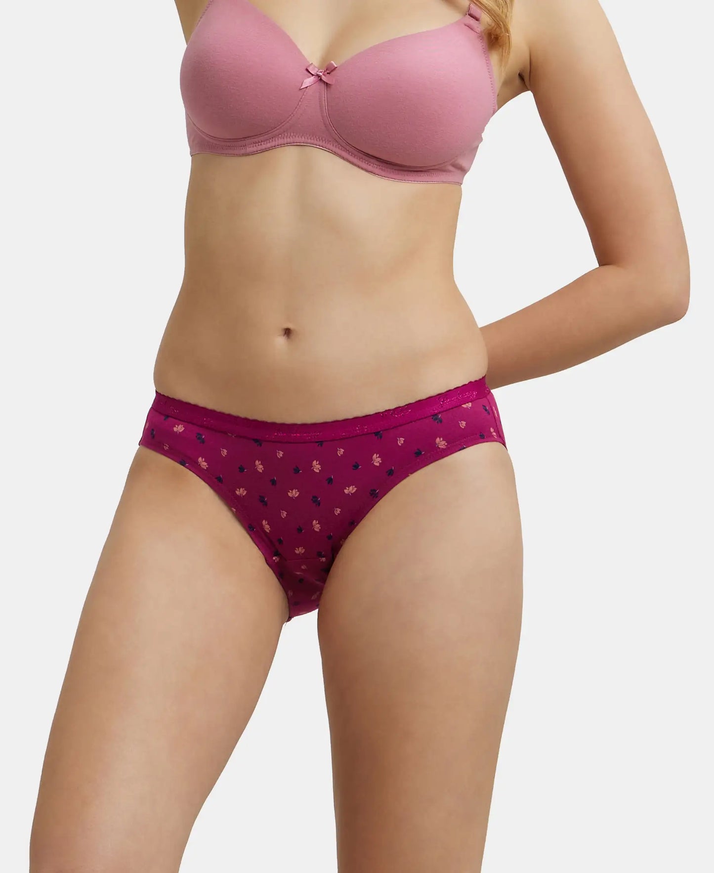 Medium Coverage Super Combed Cotton Bikini With Exposed Waistband and StayFresh Treatment - Dark Prints-8