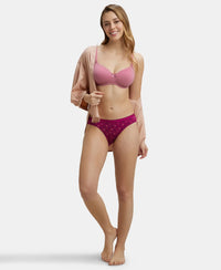 Medium Coverage Super Combed Cotton Bikini With Exposed Waistband and StayFresh Treatment - Dark Prints-10