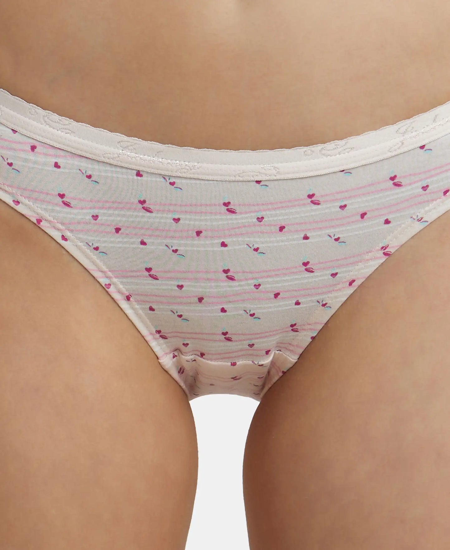 Medium Coverage Super Combed Cotton Bikini With Exposed Waistband and StayFresh Treatment - Light Prints (Pack of 2)