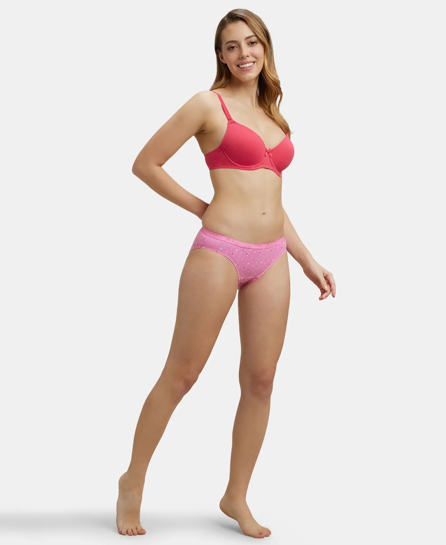 Medium Coverage Super Combed Cotton Bikini With Exposed Waistband and StayFresh Treatment - Light Prints-9