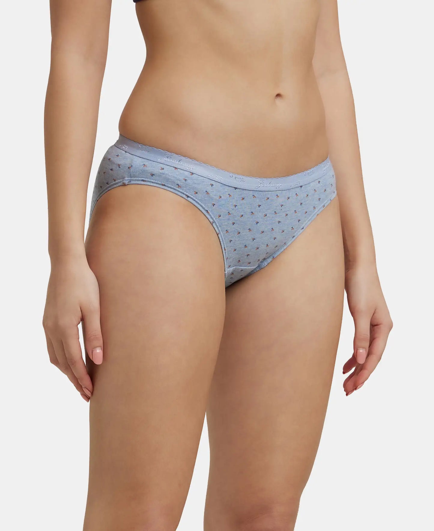 Medium Coverage Super Combed Cotton Bikini With Exposed Waistband and StayFresh Treatment - Light Prints-5