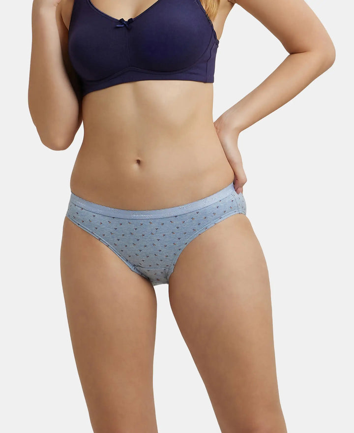 Medium Coverage Super Combed Cotton Bikini With Exposed Waistband and StayFresh Treatment - Light Prints-10