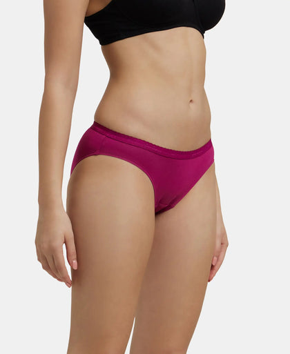 Medium Coverage Super Combed Cotton Bikini With Exposed Waistband and StayFresh Treatment - Dark Assorted-5