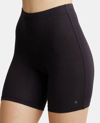 High Coverage Super Combed Cotton Elastane Stretch Shorties With Concealed Waistband - Black-6