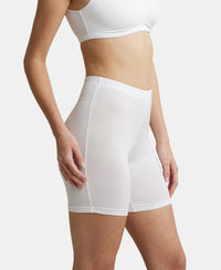 High Coverage Super Combed Cotton Elastane Stretch Shorties With Concealed Waistband - White-2
