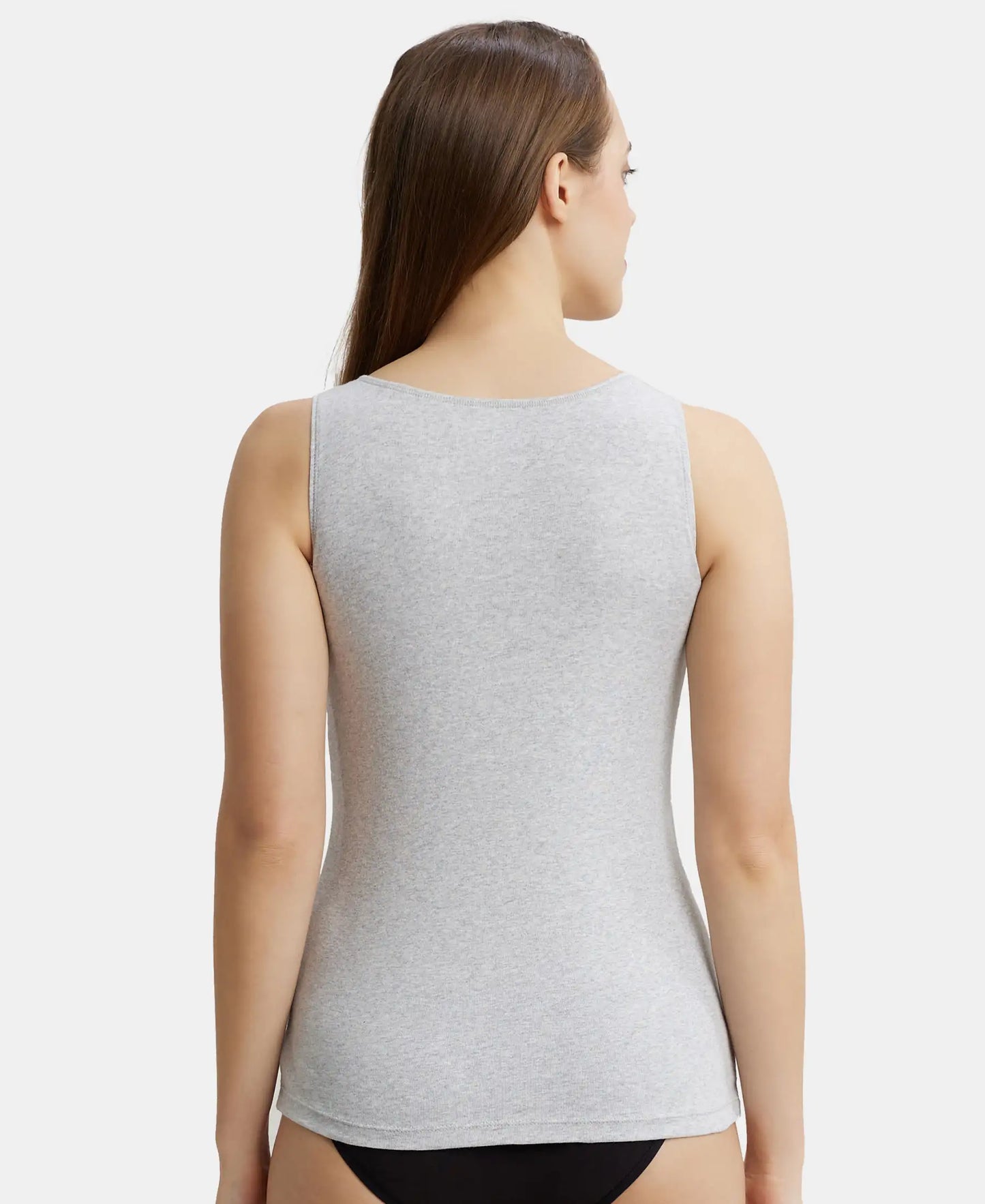 Super Combed Cotton Rib Fabric Inner Tank Top With StayFresh Treatment - Steel Grey Melange-3