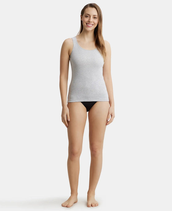 Super Combed Cotton Rib Fabric Inner Tank Top With StayFresh Treatment - Steel Grey Melange-4