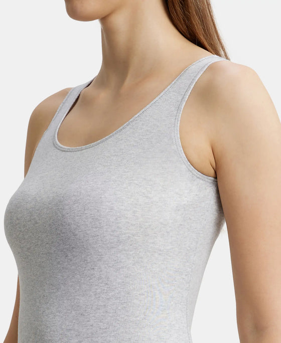 Super Combed Cotton Rib Fabric Inner Tank Top With StayFresh Treatment - Steel Grey Melange-7