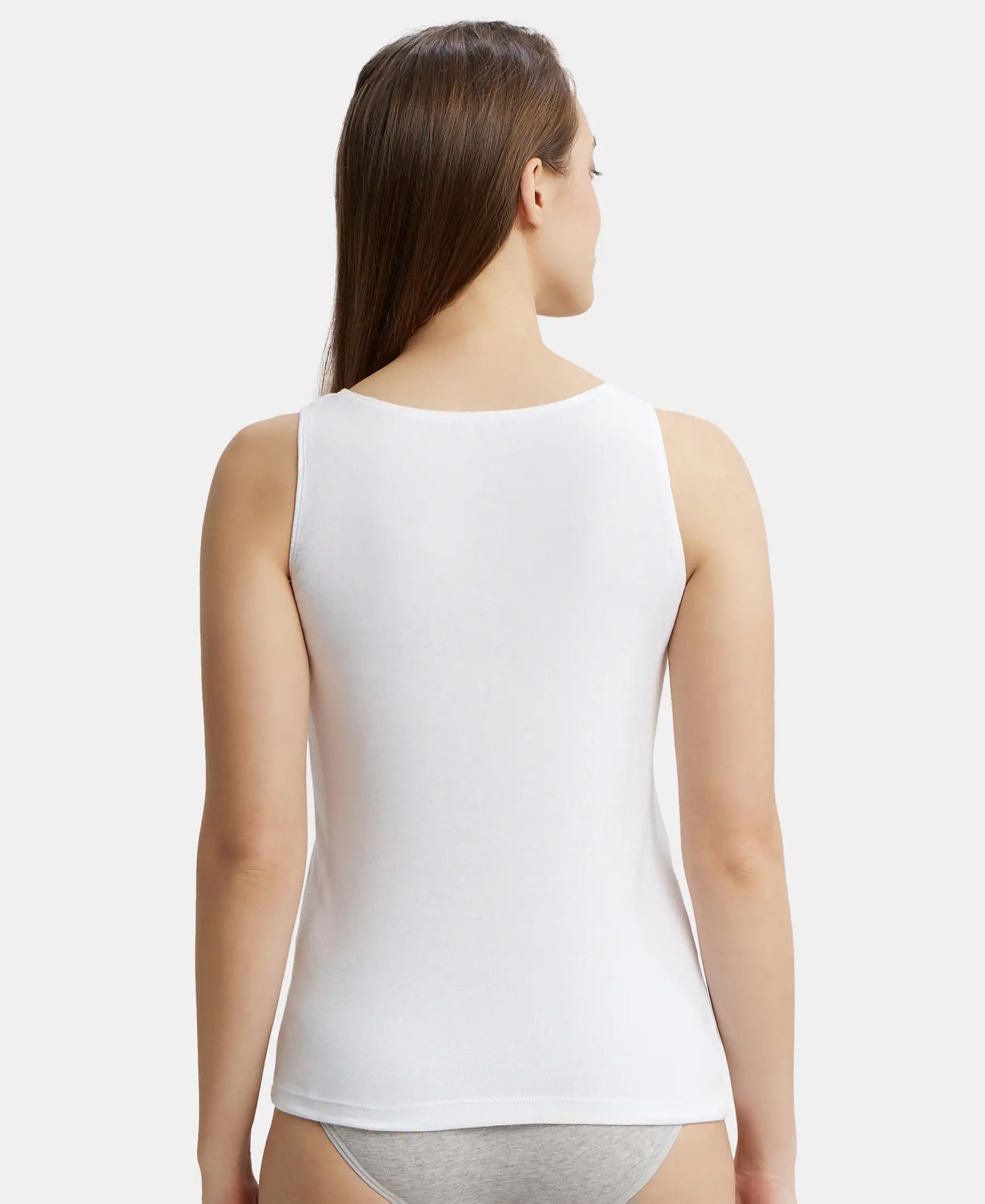 Super Combed Cotton Rib Fabric Inner Tank Top With StayFresh Treatment - White-3