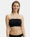 Wirefree Padded Micro Touch Nylon Elastane Bandeau Bra with Removable Pads and Detachable Transparent Straps - Black-1