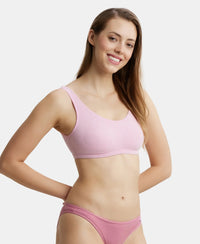 Super Combed Cotton Elastane Slip On Crop Top With StayFresh Treatment - Pink Lady Melange-2