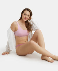 Super Combed Cotton Elastane Slip On Crop Top With StayFresh Treatment - Pink Lady Melange-6