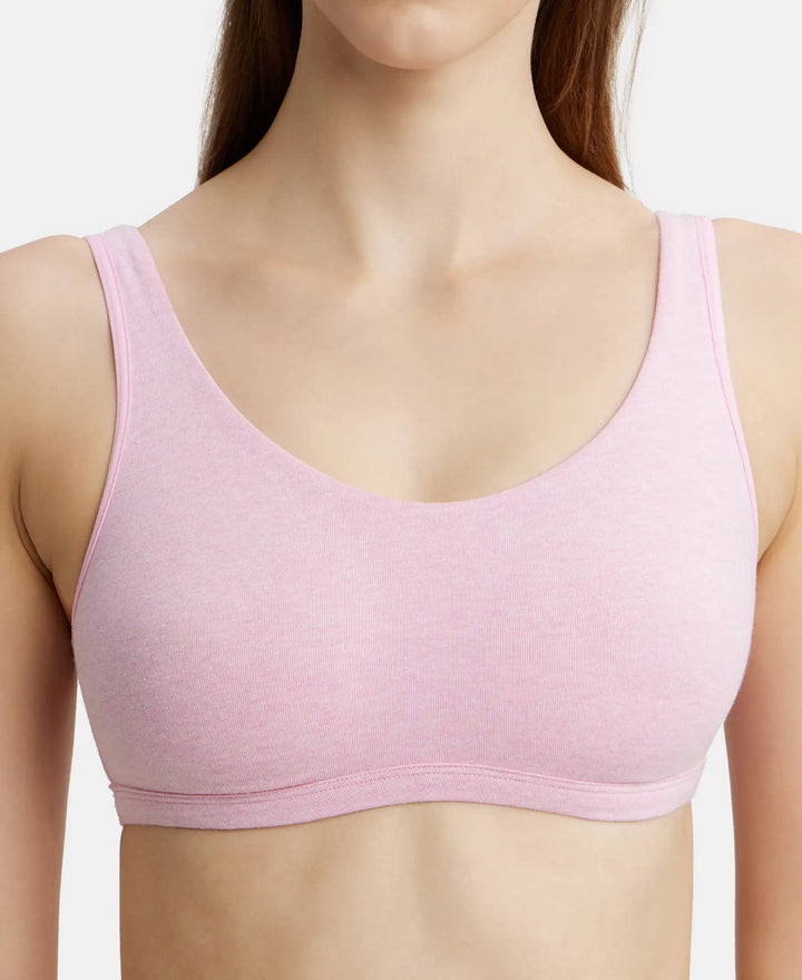 Super Combed Cotton Elastane Slip On Crop Top With StayFresh Treatment - Pink Lady Melange-7