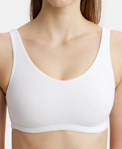 Super Combed Cotton Elastane Slip On Crop Top With StayFresh Treatment - White-6