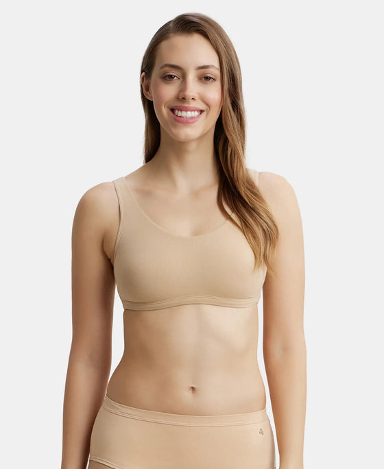 Super Combed Cotton Elastane Slip On Crop Top With StayFresh Treatment - Light Skin-1