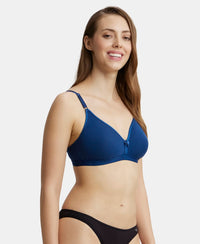Wirefree Non Padded Super Combed Cotton Elastane Beginners Bra with Ultrasoft and Durable Underband - Estate Blue-2