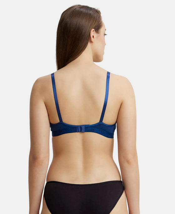 Wirefree Non Padded Super Combed Cotton Elastane Beginners Bra with Ultrasoft and Durable Underband - Estate Blue-3