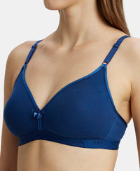 Wirefree Non Padded Super Combed Cotton Elastane Beginners Bra with Ultrasoft and Durable Underband - Estate Blue-6