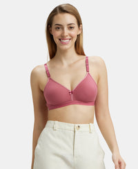 Wirefree Non Padded Super Combed Cotton Elastane Beginners Bra with Ultrasoft and Durable Underband - Rose Wine-5