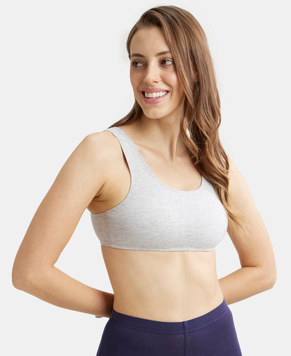 Super Combed Cotton Elastane Stretch Slip On Crop Top With StayFresh Treatment - Steel Grey Melange-5