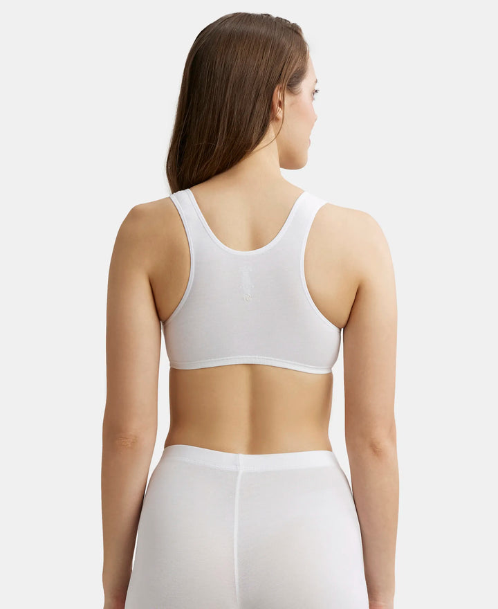 Super Combed Cotton Elastane Stretch Slip On Crop Top With StayFresh Treatment - White-3