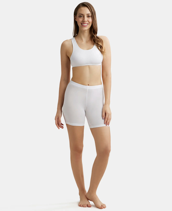 Super Combed Cotton Elastane Stretch Slip On Crop Top With StayFresh Treatment - White-4