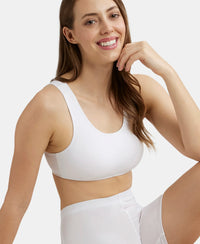 Super Combed Cotton Elastane Stretch Slip On Crop Top With StayFresh Treatment - White-5