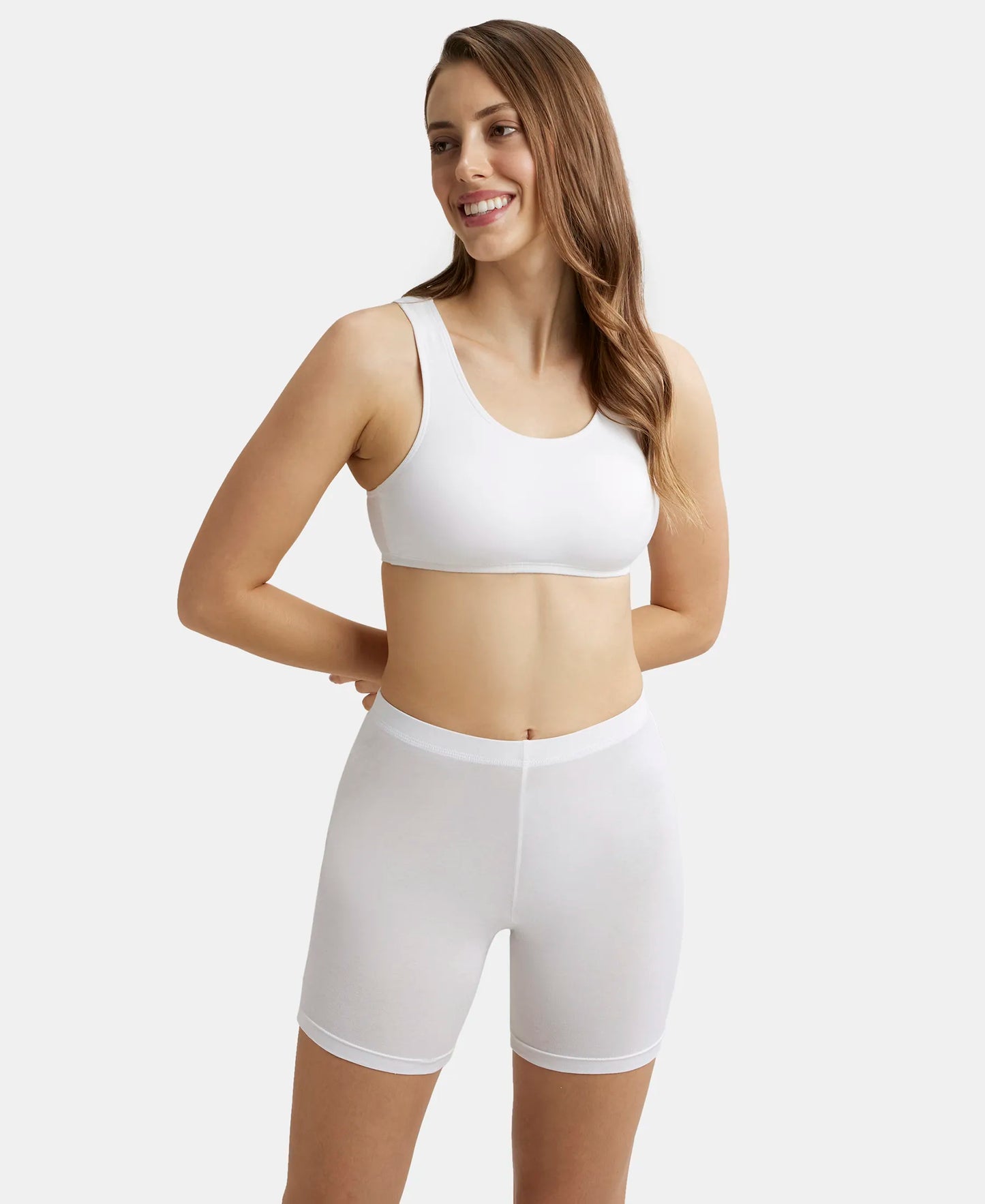 Super Combed Cotton Elastane Stretch Slip On Crop Top With StayFresh Treatment - White-6