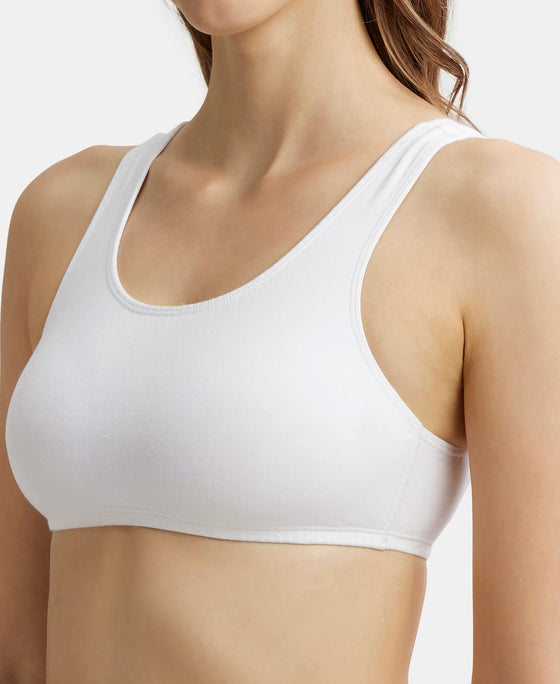 Super Combed Cotton Elastane Stretch Slip On Crop Top With StayFresh Treatment - White-7