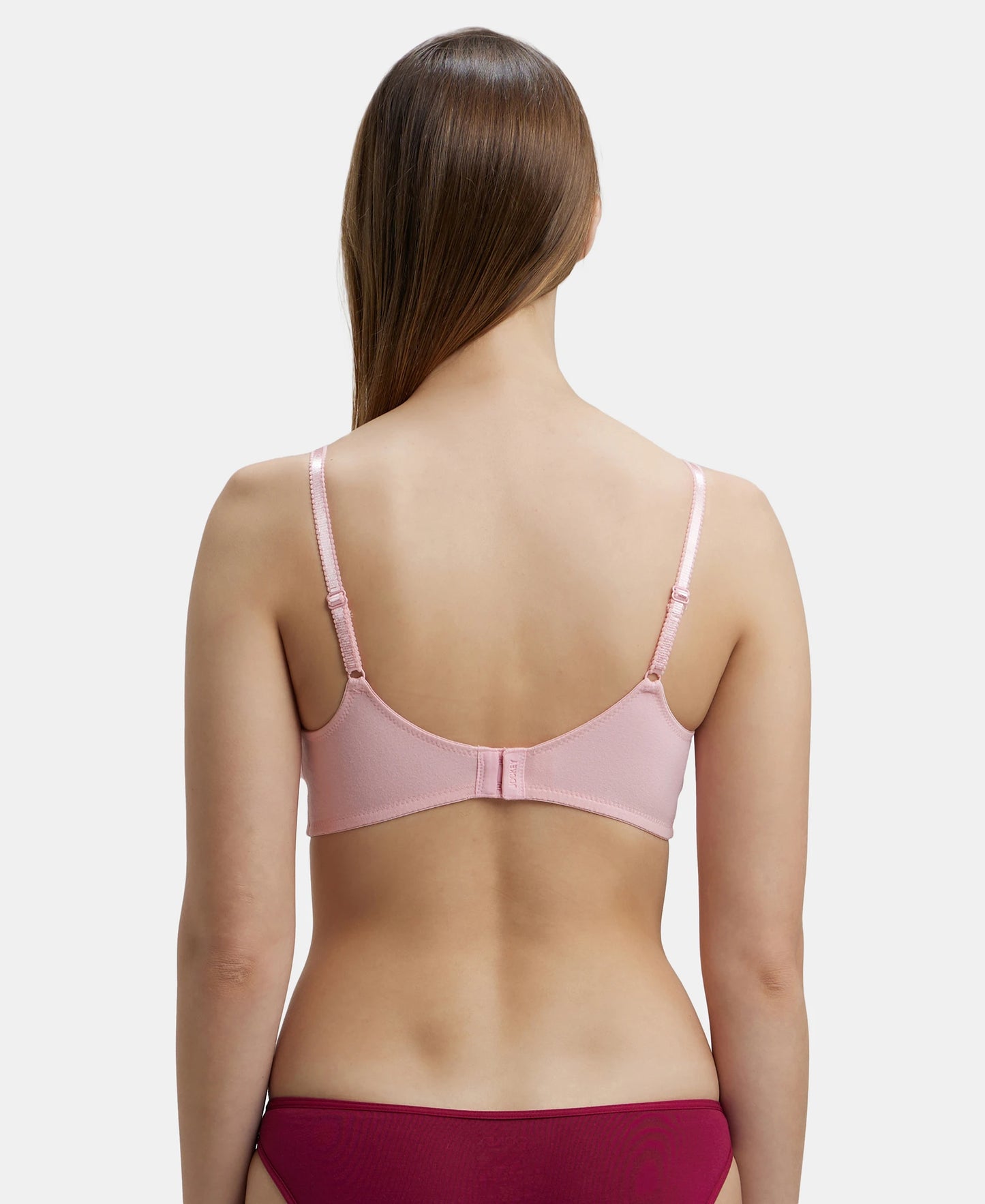 Wirefree Non Padded Super Combed Cotton Elastane Full Coverage Everyday Bra with Soft Adjustable Straps - Candy Pink-3