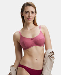 Wirefree Non Padded Super Combed Cotton Elastane Full Coverage Everyday Bra with Soft Adjustable Straps - Rose Wine-5