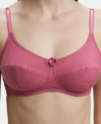 Wirefree Non Padded Super Combed Cotton Elastane Full Coverage Everyday Bra with Soft Adjustable Straps - Rose Wine-7