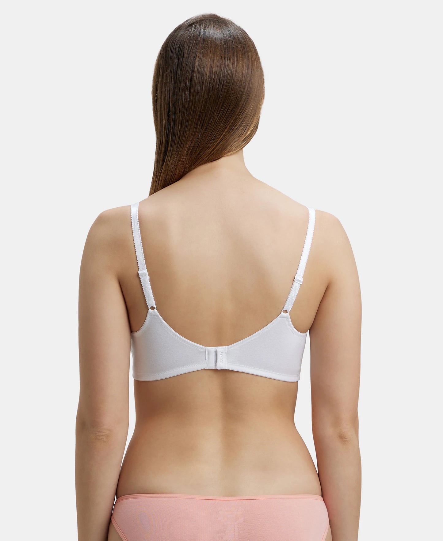 Wirefree Non Padded Super Combed Cotton Elastane Full Coverage Everyday Bra with Soft Adjustable Straps - White-3