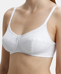 Wirefree Non Padded Super Combed Cotton Elastane Full Coverage Everyday Bra with Soft Adjustable Straps - White-7