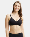Wirefree Non Padded Super Combed Cotton Elastane Medium Coverage Everyday Bra with Concealed Shaper Panel - Black-1