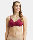 Wirefree Non Padded Super Combed Cotton Elastane Medium Coverage Everyday Bra with Concealed Shaper Panel - Beet Red-1