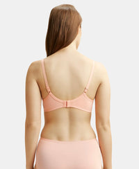 Wirefree Non Padded Super Combed Cotton Elastane Medium Coverage Everyday Bra with Concealed Shaper Panel - Candlelight Peach-3