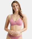 Wirefree Non Padded Super Combed Cotton Elastane Medium Coverage Everyday Bra with Concealed Shaper Panel - Heather Rose-1