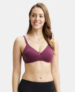 Wirefree Non Padded Super Combed Cotton Elastane Medium Coverage Everyday Bra with Concealed Shaper Panel - Prune-1
