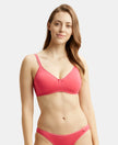 Wirefree Non Padded Super Combed Cotton Elastane Medium Coverage Everyday Bra with Concealed Shaper Panel - Ruby-1