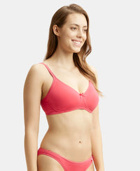 Wirefree Non Padded Super Combed Cotton Elastane Medium Coverage Everyday Bra with Concealed Shaper Panel - Ruby-2